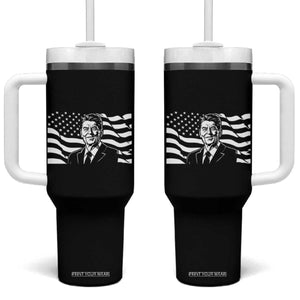 Ronald Reagan America Flag US President Tumbler With Handle TS14 One Size: 40 oz Black Print Your Wear