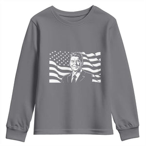 Ronald Reagan America Flag US President Youth Sweatshirt TS14 Charcoal Print Your Wear