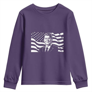 Ronald Reagan America Flag US President Youth Sweatshirt TS14 Purple Print Your Wear