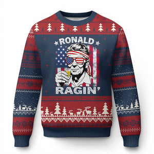 Ronald Reagan Ugly Christmas Sweater 4th of July America Flag Beer TS14 Navy Red Print Your Wear