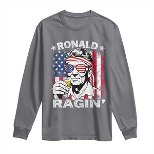 Ronald Reagan Long Sleeve Shirt 4th of July America Flag Beer TS14 Charcoal Print Your Wear