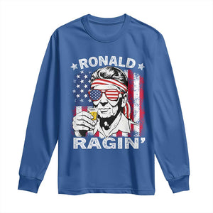 Ronald Reagan Long Sleeve Shirt 4th of July America Flag Beer TS14 Royal Blue Print Your Wear
