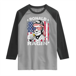 Ronald Reagan Raglan Shirt 4th of July America Flag Beer TS14 Sport Gray Black Print Your Wear