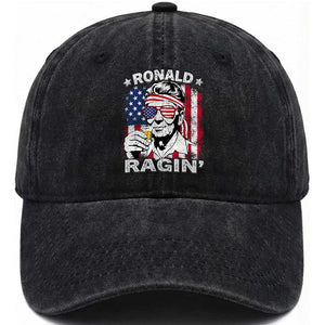 Ronald Reagan Washed Cotton Baseball Cap 4th of July America Flag Beer TS14 Washed Cap Universal Fit Black Print Your Wear