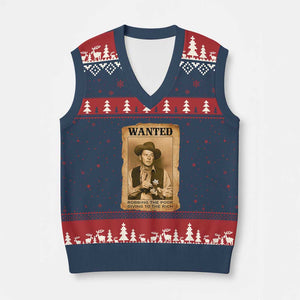Ronald Reagan Cowboy Retro American President V-Neck Knit Sweater Vest Robbing The Poor GIving To Te Rich TS14 Navy Red Print Your Wear