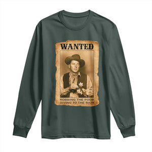 Ronald Reagan Cowboy Retro American President Long Sleeve Shirt Robbing The Poor GIving To Te Rich TS14 Dark Forest Green Print Your Wear