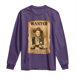 Ronald Reagan Cowboy Retro American President Long Sleeve Shirt Robbing The Poor GIving To Te Rich TS14 Purple Print Your Wear
