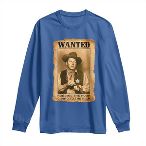 Ronald Reagan Cowboy Retro American President Long Sleeve Shirt Robbing The Poor GIving To Te Rich TS14 Royal Blue Print Your Wear