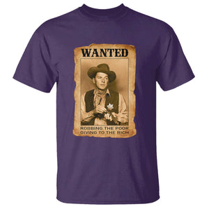 Ronald Reagan Cowboy Retro American President T Shirt Robbing The Poor GIving To Te Rich TS14 Purple Print Your Wear