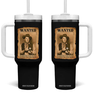 Ronald Reagan Cowboy Retro American President Tumbler With Handle Robbing The Poor GIving To Te Rich TS14 One Size: 40 oz Black Print Your Wear