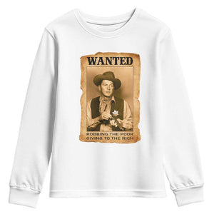 Ronald Reagan Cowboy Retro American President Youth Sweatshirt Robbing The Poor GIving To Te Rich TS14 White Print Your Wear