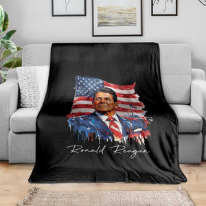 Ronald Reagan Patriotic American Flag President Throw Blanket TS14 Print Your Wear
