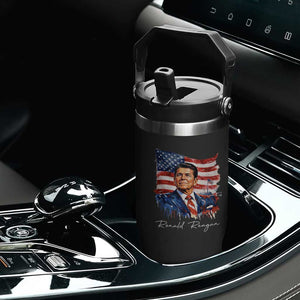 Ronald Reagan Patriotic American Flag President Flip Straw Tumbler TS14 Print Your Wear