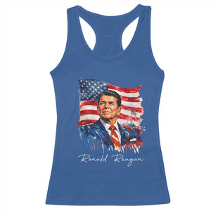 Ronald Reagan Patriotic American Flag President Racerback Tank Top TS14 Royal Blue Print Your Wear