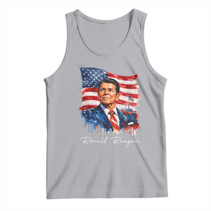 Ronald Reagan Patriotic American Flag President Tank Top TS14 Athletic Heather Print Your Wear