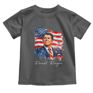 Ronald Reagan Patriotic American Flag President Toddler T Shirt TS14 Dark Heather Print Your Wear