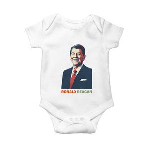 Ronald Reagan Baby Onesie American Flag US President TS14 White Print Your Wear
