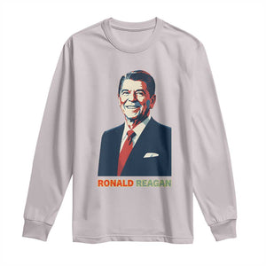 Ronald Reagan Long Sleeve Shirt American Flag US President TS14 Ice Gray Print Your Wear