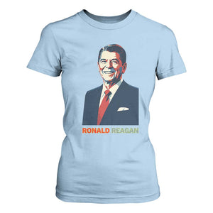Ronald Reagan T Shirt For Women American Flag US President TS14 Light Blue Print Your Wear