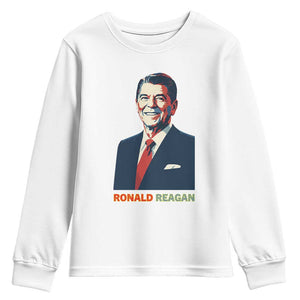 Ronald Reagan Youth Sweatshirt American Flag US President TS14 White Print Your Wear