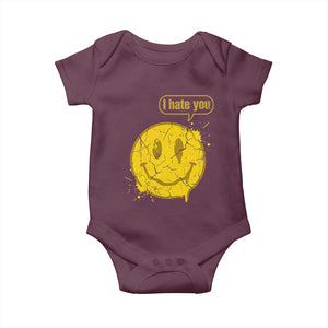 I Hate You Baby Onesie Vintage Yellow Happy Smile Face TS14 Maroon Print Your Wear
