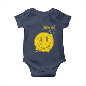 I Hate You Baby Onesie Vintage Yellow Happy Smile Face TS14 Navy Print Your Wear