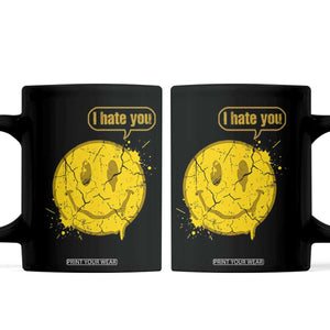 I Hate You Coffee Mug Vintage Yellow Happy Smile Face TS14 Black Print Your Wear