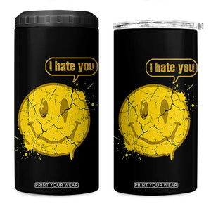 I Hate You 4 in 1 Can Cooler Tumbler Vintage Yellow Happy Smile Face TS14 One Size: 16 oz Black Print Your Wear