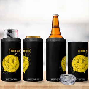 I Hate You 4 in 1 Can Cooler Tumbler Vintage Yellow Happy Smile Face TS14 Print Your Wear