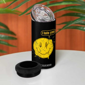 I Hate You 4 in 1 Can Cooler Tumbler Vintage Yellow Happy Smile Face TS14 Print Your Wear