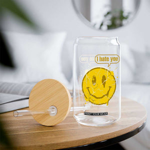I Hate You Glass Can Vintage Yellow Happy Smile Face TS14 Print Your Wear