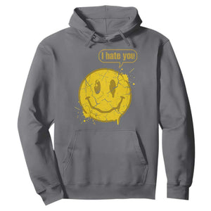 I Hate You Hoodie Vintage Yellow Happy Smile Face TS14 Charcoal Print Your Wear