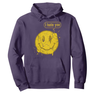 I Hate You Hoodie Vintage Yellow Happy Smile Face TS14 Purple Print Your Wear