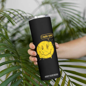 I Hate You Skinny Tumbler Vintage Yellow Happy Smile Face TS14 Print Your Wear