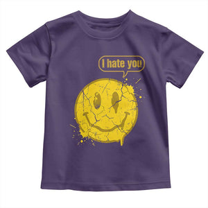 I Hate You Toddler T Shirt Vintage Yellow Happy Smile Face TS14 Purple Print Your Wear