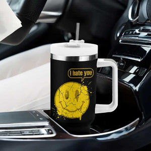 I Hate You Tumbler With Handle Vintage Yellow Happy Smile Face TS14 Print Your Wear