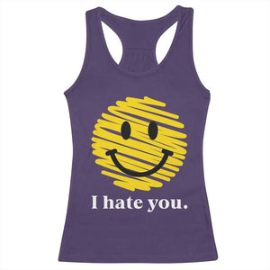 I Hate You Smile Face Meme Racerback Tank Top Viral Sarcastic Humor TS14 Purple Print Your Wear