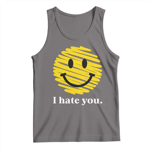 I Hate You Smile Face Meme Tank Top Viral Sarcastic Humor TS14 Deep Heather Print Your Wear