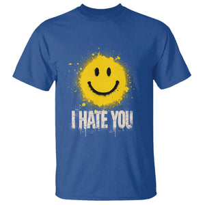 I Hate You Smile Face T Shirt Funny Sarcastic Meme TS14 Royal Blue Print Your Wear