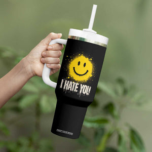 I Hate You Smile Face Tumbler With Handle Funny Sarcastic Meme TS14 Print Your Wear