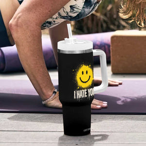I Hate You Smile Face Tumbler With Handle Funny Sarcastic Meme TS14 Print Your Wear