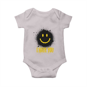 I Hate You Baby Onesie Funny Smile Face Emoticon Meme TS14 Ice Gray Print Your Wear