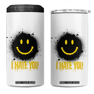 I Hate You 4 in 1 Can Cooler Tumbler Funny Smile Face Emoticon Meme TS14 One Size: 16 oz White Print Your Wear