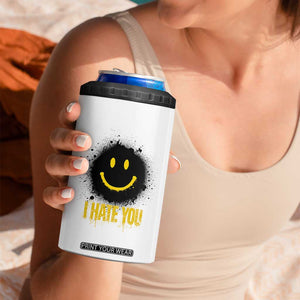 I Hate You 4 in 1 Can Cooler Tumbler Funny Smile Face Emoticon Meme TS14 Print Your Wear