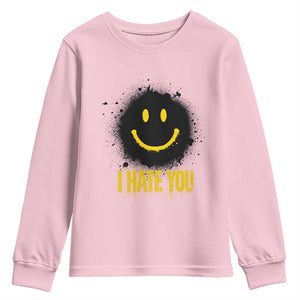 I Hate You Youth Sweatshirt Funny Smile Face Emoticon Meme TS14 Light Pink Print Your Wear