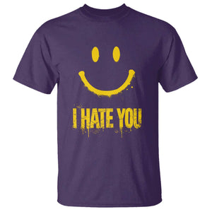 I Hate You T Shirt Funny Sarcastic Smiling Face Meme TS14 Purple Print Your Wear