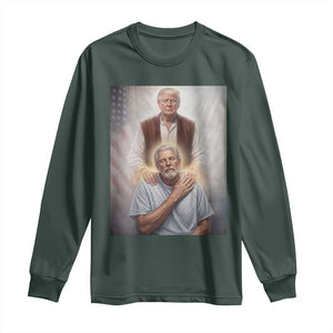 Trump Jesus Long Sleeve Shirt Funny Divine Leader Political Meme TS14 Dark Forest Green Print Your Wear