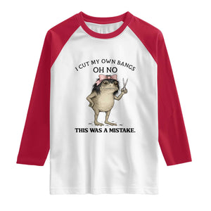 I Cut My Own Bangs Raglan Shirt Funny Frog Meme TS14 White Red Print Your Wear