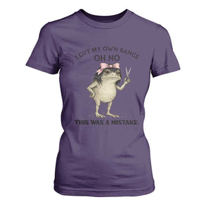 I Cut My Own Bangs T Shirt For Women Funny Frog Meme TS14 Purple Print Your Wear