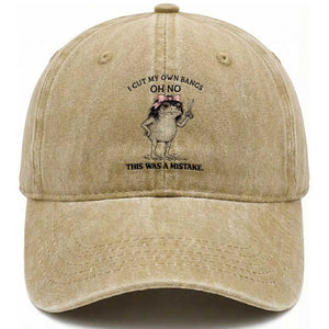 I Cut My Own Bangs Washed Cotton Baseball Cap Funny Frog Meme TS14 Print Your Wear